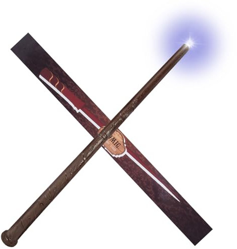 Aomig Zauberstab Erwachsene Leuchtend Zauberer Zubehör Magischer Zauberstab mit Licht und Sound Leuchtzauberstab für Zauberer Zauberlehrlinge Kostümzubehör Halloween Karneval Weihnachten (A-Hellbraun)