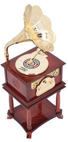 SQUISITO AMOPHONE Music Box Clockwork Vintage Hanical Deco Music Player per la Casa o la Vendita Al Dettaglio Brown (Grammofono marrone) (Grammofono marrone con base)