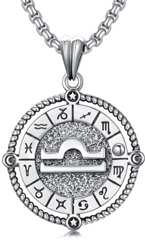 ROMANTICWORK Libra Sternzeichen Kette 925 Sterling Silber Konstellation Libra Sternzeichen Anhänger Halskette Waage Horoskop Schmuck Geschenke für Damen Herren