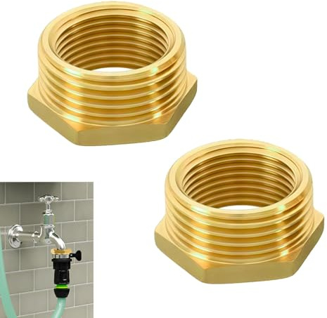 2 Piezas Reductor Latón BSP Rosca, Adaptador 3/4 a 1/2, Conector Hembra Macho BSP Hexagonal para Conversión de Tuberías, Conector de Plomería, Buje Reductor de Latón para Agua y Gas