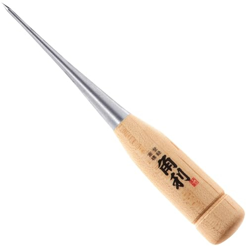 KAKURI Mini Scratch Awl Tool 4 - Tapered Awl for Woodworking, Marking, Scribing, Hole Punching, Sewing, Leather Working, Crafts - Sharp Japanese Stainless Steel Blade - Made in Japan