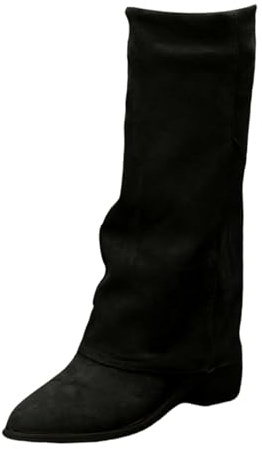 Bottes hautes pliables pour femme - Bottines pour femme avec talon - Bottes à enfiler - Talon bloc - Bottes hautes - Bout pointu - Bottes longues élégantes et confortables - Bottes de cowboy pour