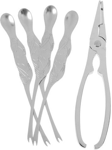 GARVALON 5 Piezas Utensilios para Mariscos Pinzas y Herramientas de Cangrejo Resistente Kit para Comer Langosta y Mariscos con Diseño Azul Apto para Hogar y Restaurantes