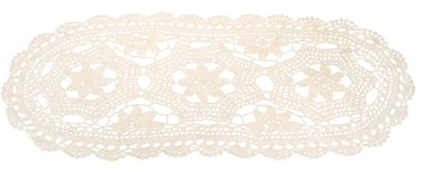 QUARKZMAN Tapetes De Encaje De Ganchillo 22 X 10 Tapetes De Mesa Ovalados Hechos A Mano con Patrón De 3 Flores De Algodón para Decoración De Bodas Y Fiestas Beige