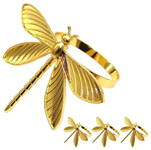 ULTECHNOVO 4 piezas Anillos Decorativos para Servilletas de Metal Dorado para Decoración de Mesa Restaurantes Hogares y Fiestas para Navidad y Reuniones Familiares