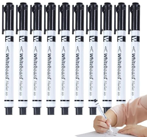 Fin spets radering markörer, klassrumspenna med suddgummi – 0,5 mm raderbara markörer med radergummi, för lärare, skolor, förskolor, förskolor, ritning pedagogiska aktiviteter