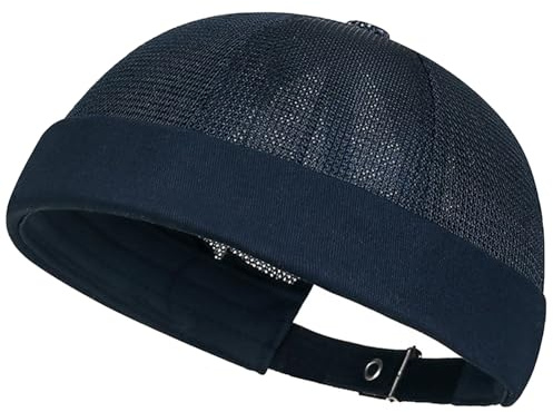 Cappello cap Uomo Moda Mesh,Cappello Uomo Senza Visiera Casual,Berretto Unisex Estivi in Rete Senza Tesa,Cappello Uomo Classico Regolabile Marinaio (Blu Nascosto)
