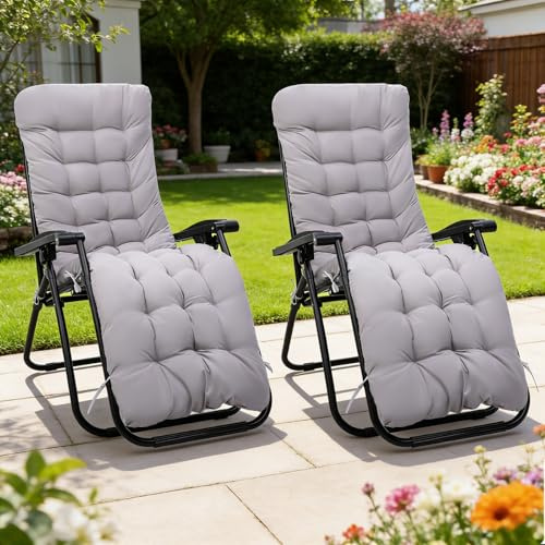 2 pièces de coussin pour chaise longue, coussin pour chaise longue de jardin 170x53x8 cm d'épaisseur, coussin pour chaise haute avec cravate, coussins pour chaise longue, idéal pour les vacances