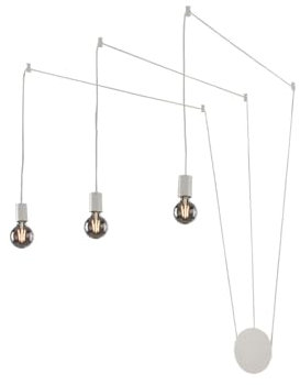 Außergewöhnliche Pendelleuchte 3-flammig Weiß Wandmontage - kunstvolle Designerlampe mit Distanzaufhängung
