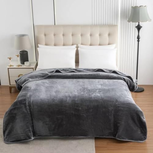 YORKSHIRE HOMEWARE Roll Mink Super Soft Warm Faux Fur Fleece Blanket Sofa Bed Throws in Double & King Size (Charcoal, King 200 x 240cm)