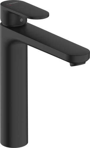 hansgrohe Vernis Blend - Waschtischarmatur ohne Ablauf, Wasserhahn Bad mit Auslauf Höhe 190 mm, Mischbatterie Waschbecken wassersparend (EcoSmart), Mattschwarz
