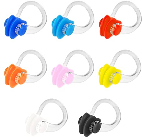 Luter 8pcs Pince-Nez Natation, Pince-Nez Piscine Bouchons de Nez de Surf Nose Clip Noseclip pour Le Surf la Baignade Les Sports Nautiques (8 Couleurs)
