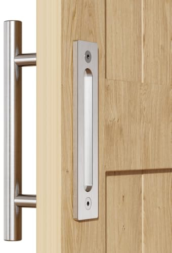 WOLFBIRD 24cm Sliding Barn Door Handle Double Sided No Need Grooving Door Handle Double Sided Stainless Steel Swing Doors Handle