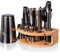 Esmula Kit de camarero con elegante soporte, 12 piezas de coctelera Boston de 20 onzas/25 onzas para bebidas mixtas, juego profesional de barra de acero inoxidable, regalo para hombre y papá, folleto