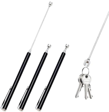 3 Stück Magnetische Teleskopstab Magnetheber Ausziehbar Magnet bzw Teleskop Magnet Magnetische Teleskopstab für Schlüsseln,Stiften,Münzen,Schrauben,Metallteilen,Teleskoplänge 13-65CM