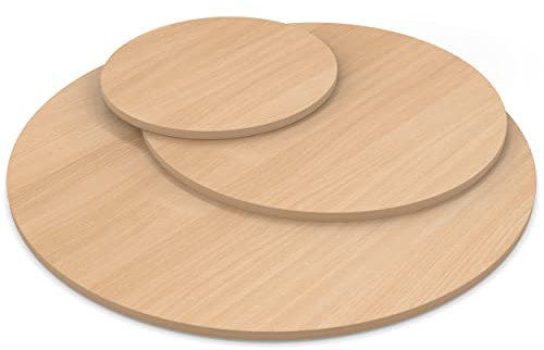 AUPROTEC Tischplatte 28mm rund Ø 600 mm Buche Holzplatte melaminharzbeschichtet Spanplatte mit Umleimer ABS Kante Auswahl: 60 cm
