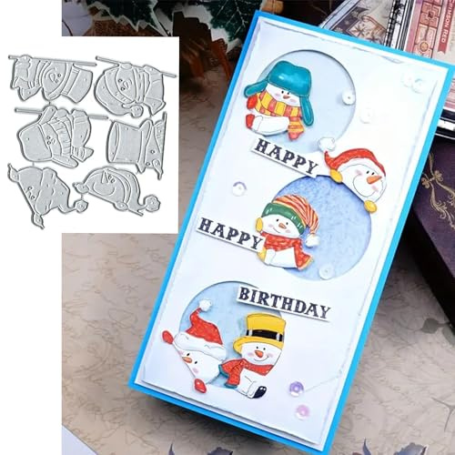God jul snögubbe snata snöflinga gratulationskort metall stansning, solros blomma blad skärning schabloner gör-det-själv scrapbooking dekorativ prägling papper scrapbooking korttillverkning