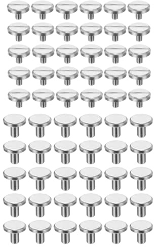 Tiardey 30 Set Chicago Screws Slotted Binding Bolts Rivets M4 10mm Flat Head Bevel Nuts With Slotted Male Pin Screws For Belts Scrapbook Albums Silver