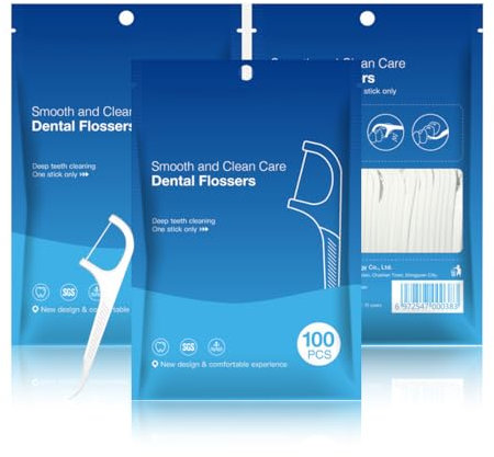 TISCH 300 Stück Zahnseide Sticks Zahnreinigung Zwischenräume Flossers Dental Floss mit Zahnstocher Geschmack