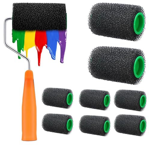 Farbroller-Set - Malerset Mit Farbroller | Farbroller Ohne Tablett | Malerset Mit Farbroller Und Tank | 10-Teiliges Kleines Applikator-Handwerkzeug Für Heimwerkerarbeiten Im Innen