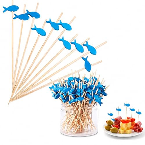 200 Piezas Pinchos para Comida de Dedo,Pinchos para Cocktail Deco Pinchos para Cocktail Palillos de Bambú,para Barbacoa Comida Fruta Antipasti Bebidas