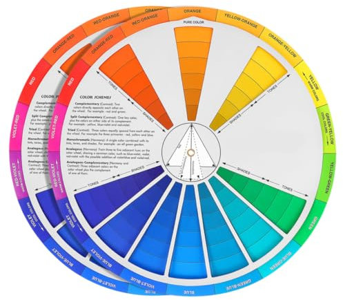 Gadpiparty 2pcs Watercolor Mixing Wheel Paint Mixing Learning Chart Standard Color Blending Guide for Art Students and Painting Classes