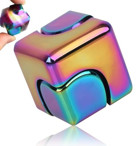 Fidget Toy, Infinity Spinner Cube for Adults, Cool Gadgets Desk Office Toys Fingertip Gyro, Leisure Stress Relief Tabletop Toy as Gift for ADHD/Autism Adults Kids(Rainbow)