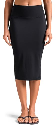 Colorfulkoala Dreamlux Women’s Midi Pencil Skirt – High Waist Stretchy, Below the Knee Skirts for Women Bodycon for Office Work & Business Casual (L, Black)