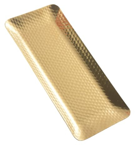 iplusmile Bandeja Rectangular de Acero Inoxidable Resistente para Joyería y Frutas Organizador Multifuncional para Cosméticos y Llaves Estilo Nórdico Mediano Color Dorado