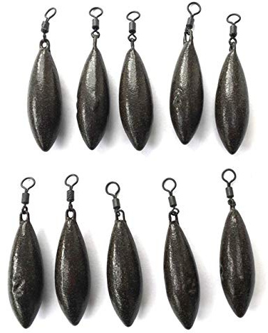 BZS Carp Fishing Weights Distance Casting with Swivel and Powder Coated Finish for Running Rigs and Weight Clip, (1.5oz - 42.52g, Pack 10)