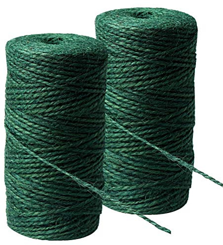 656 Feet Green Garden Twine, Natural Jute Twine Green String Heavy Duty Jute Rope String Christmas Twine for Craft Gardening Floristry Bundling Gift Wrapping (328Feet/Roll)