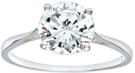 Elegano Sterling Silver Engagement Ring – Solitaire Set Cubic Zirconia Women’s Ring (Size M)