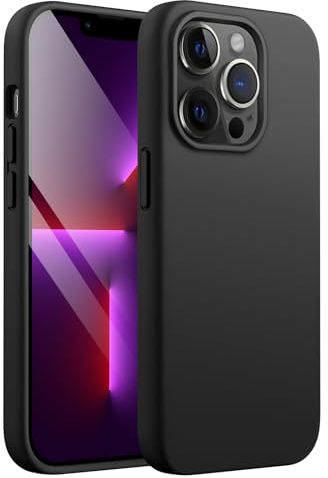 JETech Coque en Silicone pour iPhone 13 Pro 6,1 Pouces, étui de Protection Complète du Corps au Toucher Soyeux, Housse Doublure Douce en Tissu Microfibre, Anti-Chocs (Noir)