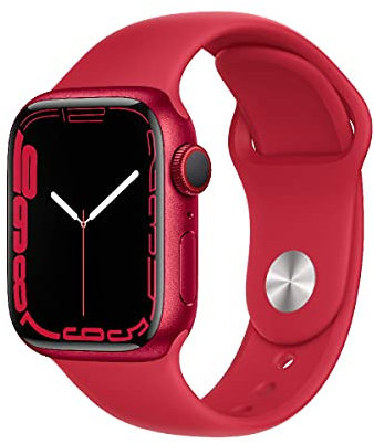 Apple Watch Series 7 (GPS + Cellular, 41mm) Smartwatch - Aluminiumgehäuse Product(RED), Sportarmband Product(RED) - Regular. Fitnesstracker, Blutsauerstoff und EKGApps, Wasserschutz