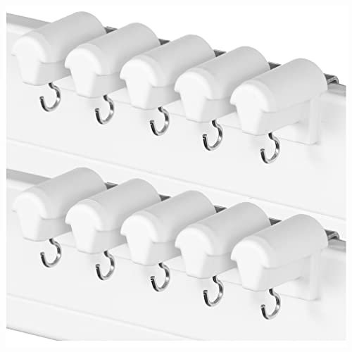 KLEMMFLEX 5 Paar Fensterhaken Weiss, stabil, verstellbar, ohne Bohren, zur Aufhängung von Fensterdeko und Bambusrollo/Bambusrolle am PVC-Fenster oder der PVC-Balkontür