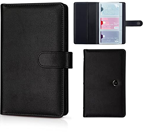 Business Card Organizer Holder, PU Leather Book for Women & Men, Credit Card Binder 96 Slots (Up to 192 Cards) - Black