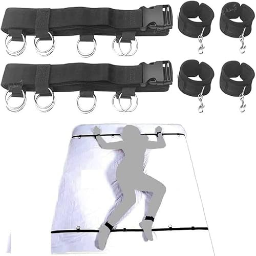 Bed Bondage Sex Restraints Kit BDSM Adjustable Bed Straps Set Sex Rope | Under Mattress Set Easy Install Handcuffs bedroom BDSM Bondage Gear Sex Toys for Adults Women Couples Game