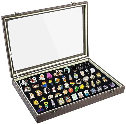 Les-Theresa Boite Rangement Broche, 35 X 24 X 5 CM Rangement Brochette en ÉtanchéIté, Présentoir pour Pins avec Couvercle, pour Cadre Élégant pour Épingles, Médailles, Badges, Rubans, Cadeaux