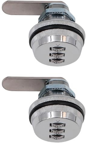 2 Pack ZONADAH Combination Cam Lock Password Coded Cabinet Drawer Lock 20mm Security Locks 3-Digit Password Security Padlock for Office Drawer Cabinet Toolbox Silver