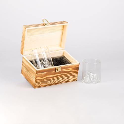 Vasos de cristal para whisky de montaña, cristal de borosilicato (2 unidades, 310 ml, set de regalo A)