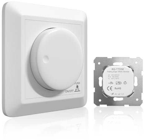 Lamptobe Variateur de Lumiere LED AC200-240V, Interrupteur Variateur avec Fonction Mémoire, Variateur de Lumiere pour Lampes LED/ampoules à incandescence/ampoules halogènes à intensité variable 5-250W