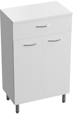 Armadio da bagno Basic Barato, bianco, 500 mobili multiuso, 50 cm di larghezza, piastra laccata, 50 x 30 x 84 cm