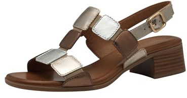 Tamaris Comfort Damen Sandalen Absatz aus Leder mit Verstellbarem Riemen, Sandalia con talón Mujer, Metallic Comb, 40 EU