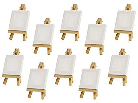 RUANI 10 Set Mini Display Cavalletto con Tela 8X8 Cm Numeri Tavolo da Sposa Pittura Hobby Pittura DIY Disegno Tavolino Cavalletto Regalo
