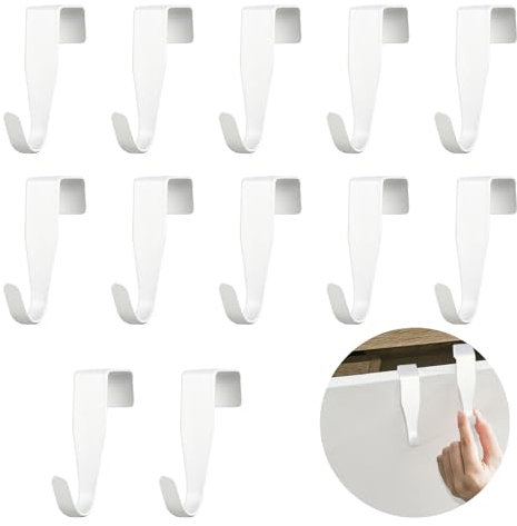 12 Türhaken - Türhaken zum einhängen - Bunte Haken Tür Einhängen - Türrahmen haken - Haken zum einhängen - Kein Bohren erforderlich - Geeignet für Standardtüren