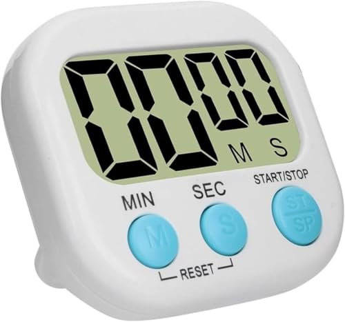 Kitchen Timer, Magnetic Digital Count up&Count down Kitchen Timers for Cooking, Large LCD Screen Clock Alarm Electronic Memory Smart Egg Timers for Cooking Boiling Eggs Toothbursh & more (White)