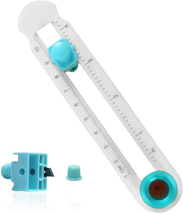 SMLOPLOM Cutter circulaire de précision rotatif à 360° avec rail réglable, coupe-papier pour cercles et anneaux, avec capuchon de protection et support antidérapant, pour bricolage, carton photo, bleu