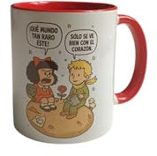 Tasse Petit Prince et Mafalda - Tasse en céramique 350 ml avec phrases philosophiques et illustration littéraire - Cadeau original pour lecteurs, enseignants, amis ou fans d'humour graphique