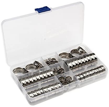 JECOMPRIS 80 Stück Klemme der Einzelohrringschlauch einstellbar Rohr Wasser Schlauchschelle werkzeug Gartenschlauchklemme Befestigungselement für Schlauch Rostfreier Stahl Silber