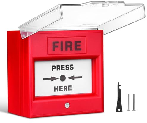 UKCOCO Bouton Alarme Incendie Verre avec Déverrouillage Manuel Urgence Contrôleur Électrique pour Maison Bureau et Publics Conçu pour Activation Rapide